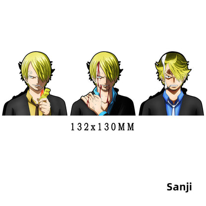 One Piece Luffy/Zoro/Nami/Sanji 3D Gradient Stickers - Anime Decals for Laptops, Phones, Water Bottles.