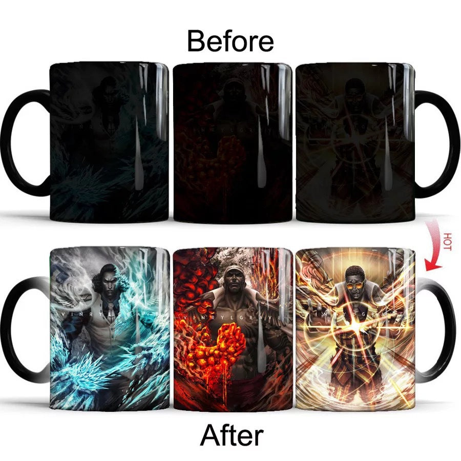 One Piece Three Major Generals of the Navy Heat-Changing Mug - Ceramic, Anime Design, Hot Beverage Cup
