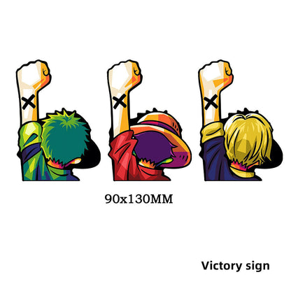 One Piece Luffy/Zoro/Nami/Sanji/Chopper 3D Gradient Stickers - Anime Decals for Laptops, Phones, Water Bottles.